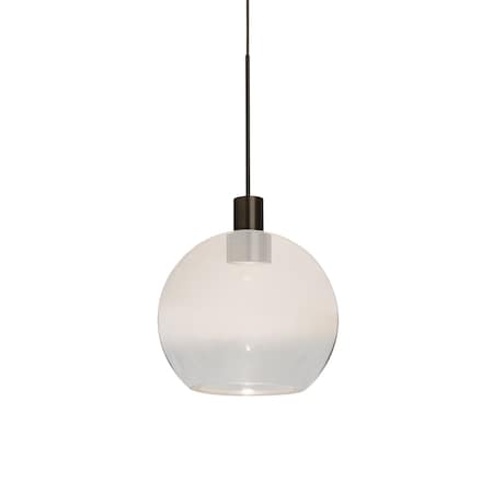 Besa Lighting Newton 6 Cord Pendant, Milky White/Clear, Bronze Finish, 1x3W LED 1XT-NEWTON6WC-LED-BR